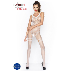 Бодістокінг Passion BS045 Білий, комбінезон, імітація панчох і боді