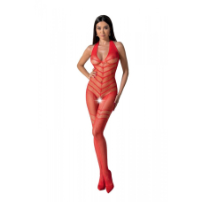 Бодістокінг з плетінням на животику Passion BS100 One Size, червоний, декоративний шов, з доступом