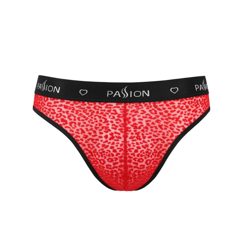 Чоловічі напівпрозорі труси Passion 031 SLIP MIKE 2XL/3XL Червоний, під леопард