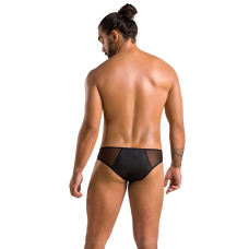 Чоловічі сліпи на блискавці Passion 042 SLIP TIMMY L/XL Чорний колір, екошкіра, сітка