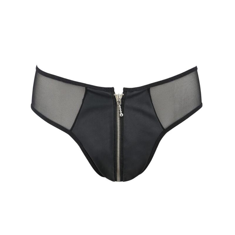 Чоловічі сліпи на блискавці Passion 042 SLIP TIMMY L/XL Чорний колір, екошкіра, сітка