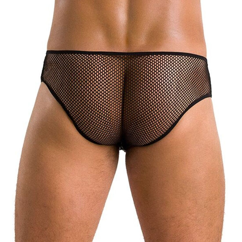 Чоловічі труси зі шнурівкою Passion 035 SLIP RICHARD L/XL Чорний колір, екошкіра, сітка
