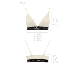 Еластичний топ з мереживом Passion PS001 TOP L, молочний колір