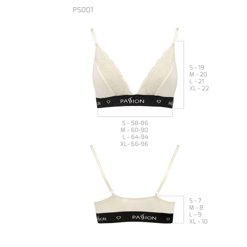 Еластичний топ з мереживом Passion PS001 TOP L, молочний колір