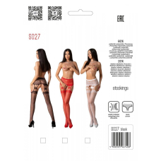Еротичні колготки–бодістокінг з ажурним поясом Passion S027 One Size, Білий, відкритий доступ