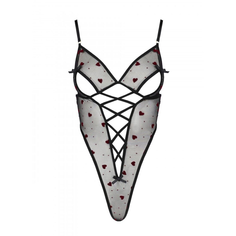 Еротичний боді з малюнком Passion LOVELIA BODY L/XL, чорний колір