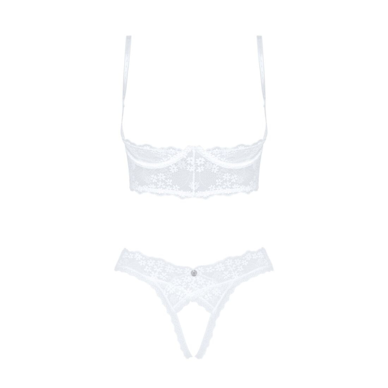 Еротичний комплект Obsessive Heavenlly 2–pcs cupless set XS/S, відкриті груди, з доступом