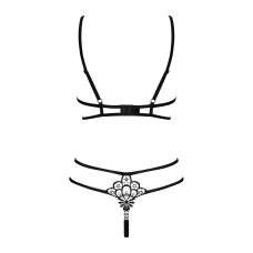 Еротичний комплект зі стреп Obsessive Badossa 2–pcs set L/XL, чорний, з доступом, бюстгальтер, стрін