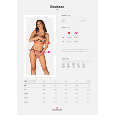 Еротичний комплект зі стреп Obsessive Badossa 2–pcs set L/XL, чорний, з доступом, бюстгальтер, стрін