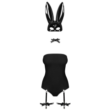 Еротичний костюм кролика Obsessive Bunny costume S/M, чорний колір, боді, чокер, гартери, панчохи, маска