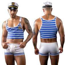 Еротичний костюм моряка JSY "Милашка Нік" One Size – білий/блакитний
