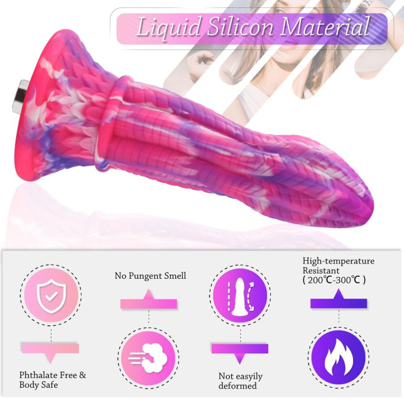 Фалоімітатор для секс-машин Hismith Silicone Monster Dildo Series, система KlicLok, з присоскою, довжина 26.1 см