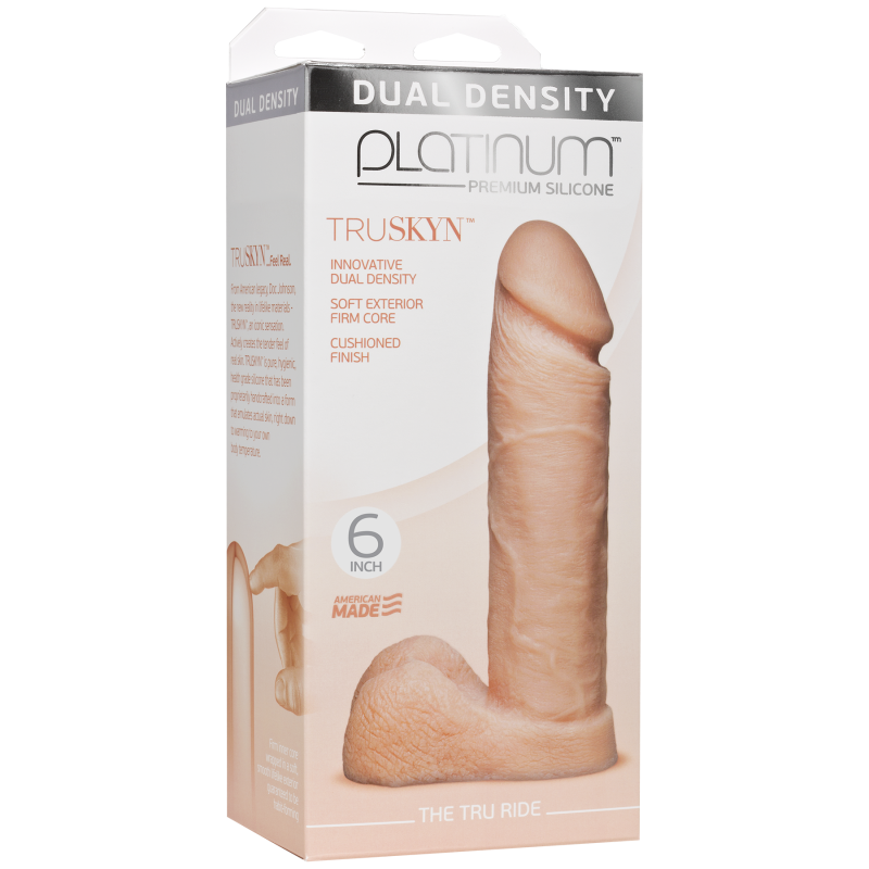 Фалоімітатор Doc Johnson Platinum TRUSKYN The Tru Ride, довжина 17.8 см, діам. 4.3 см, двошаровий силікон