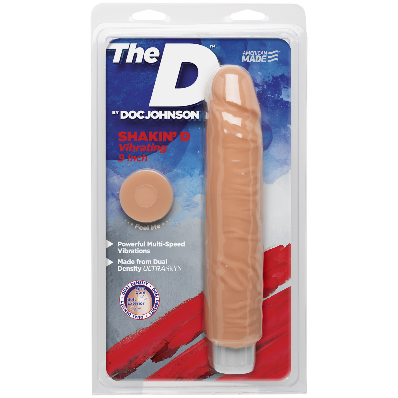 Фалоімітатор з вібрацією Doc Johnson The D: Shakin D Vibro, ULTRASKYN, діам. 3.8 см, довжина 23 см