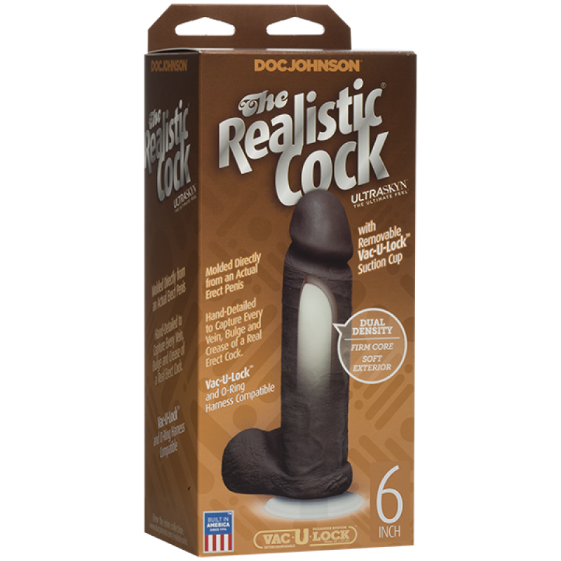 Фаллоимитатор Doc Johnson The Realistic Cock Black (ULTRASKYN, Vac-U-Lock), длина 17.3 см, диаметр 4.3 см