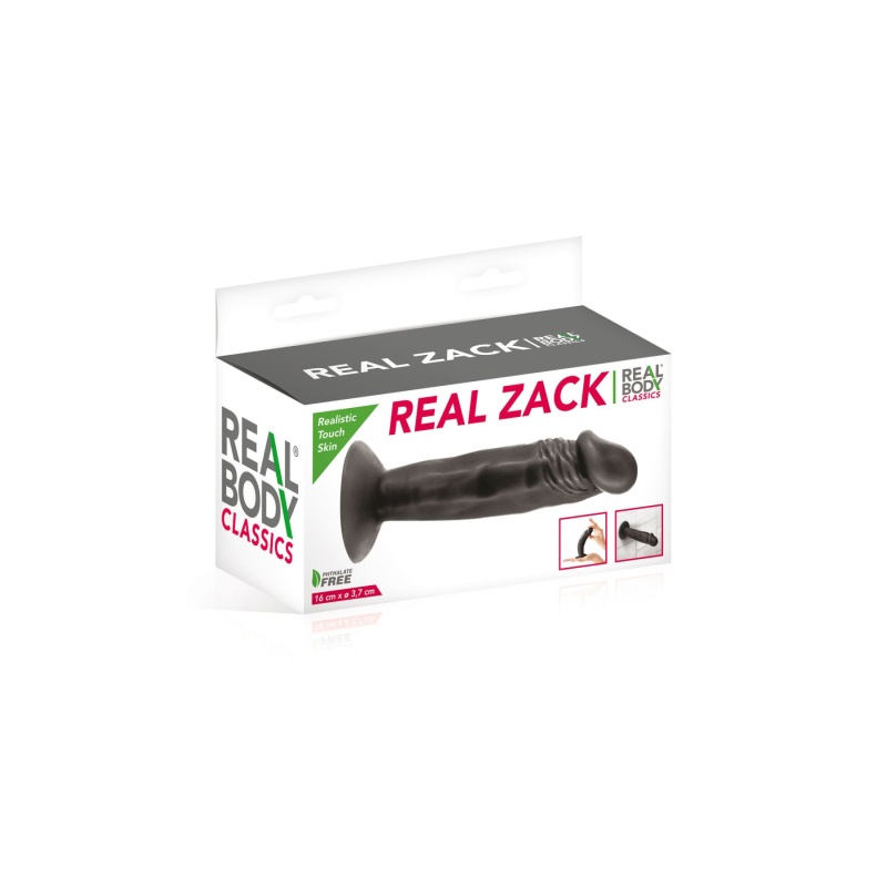 Фаллоимитатор с присоской Real Body – Real Zack Black, TPE, длина 16 см, диам. 3.7 см