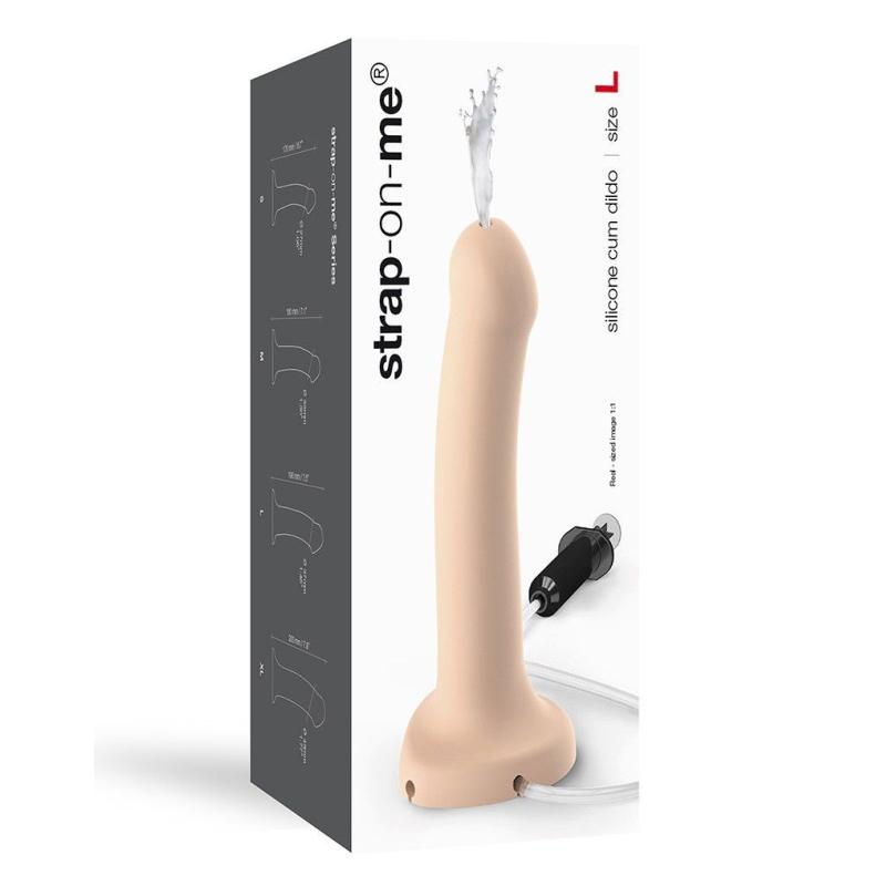 Фалоімітатор з еякуляцією Strap-On-Me Dildo Cum Flesh, довжина 19.6 см, діам. 3.6 см, силікон, насадка для страпону