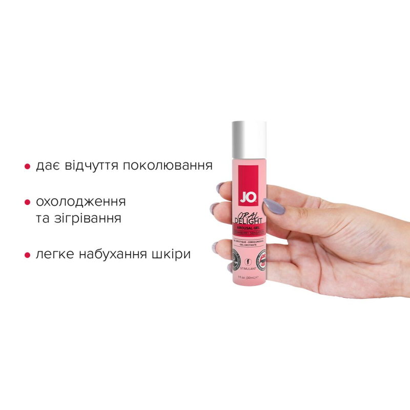 Гель для оральных ласк JO Oral Delight – Strawberry Sensation (30 мл), эффект холод-тепло