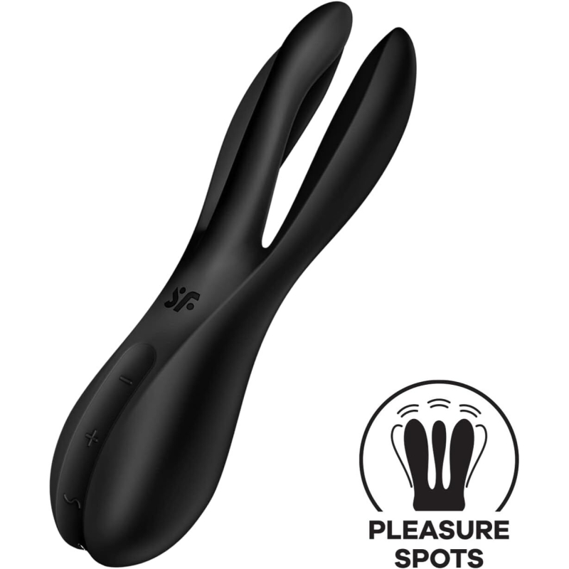 Кліторальний вібратор – Satisfyer Threesome 2 Black – 3 гнучкі пальчики, 3 мотори, 12 режимів