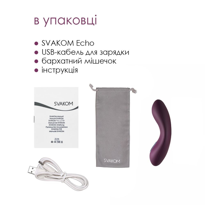 Кліторальний вібратор у трусики Svakom Echo Violet – 5 режимів вібрацій та 5 рівнів інтенсивності, розмір 9×2 см