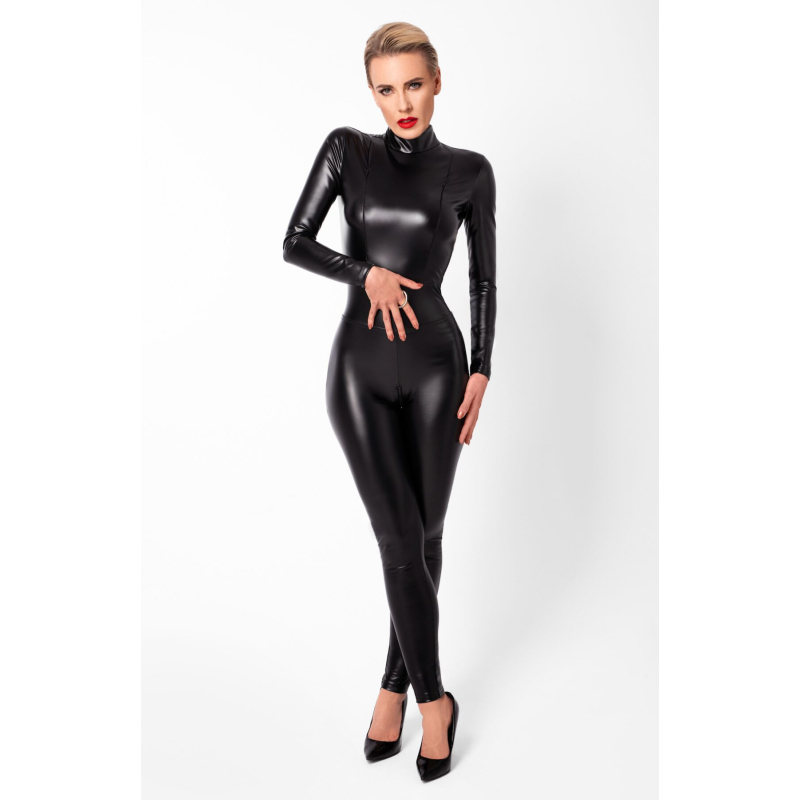 Комбінезон Noir Handmade F319 Caged wetlook catsuit with zippers and ring – XL
