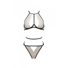 Комплект білизни Passion CHIKA SET, 2XL/3XL, топ, трусики – білий/чорний