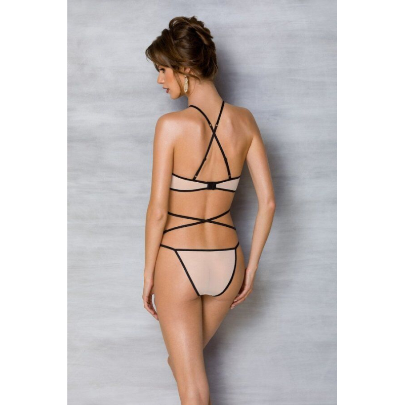 Комплект білизни Passion CHIKA SET, 2XL/3XL, топ, трусики – білий/чорний