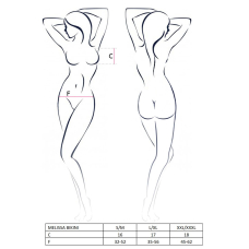 Комплект білизни Passion MELISSA BIKINI S/M, чорний колір, ліф зі шнурівкою і трусики стрінги