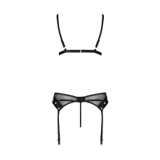 Комплект білизни Passion NESSY SET 2XL/3XL Чорний, бюстгальтер, пояс для панчіх, стрінги