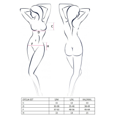 Комплект білизни Passion OFELIA SET OpenBra 2XL/3XL, Білий, стрінги, відкритий ліф, широкий пояс