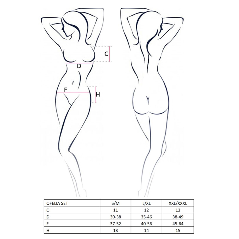 Комплект білизни Passion OFELIA SET OpenBra 2XL/3XL, Білий, стрінги, відкритий ліф, широкий пояс