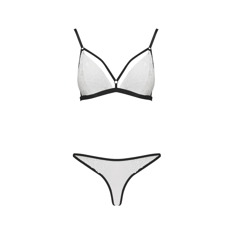 Комплект білизни Passion ORIHIME SET L/XL, Білий, стрепи, ліф і трусики