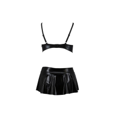 Комплект білизни під латекс Passion DEBY SET 2XL/3XL, чорний колір, ліф, міні–спідничка, стрінги