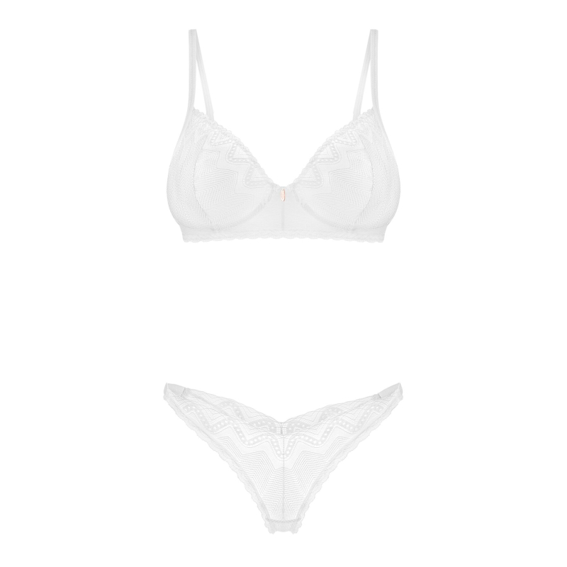 Комплект Obsessive Alissium 2–pcs set, M/L, кружево, лиф с мягкой чашкой, трусики танга