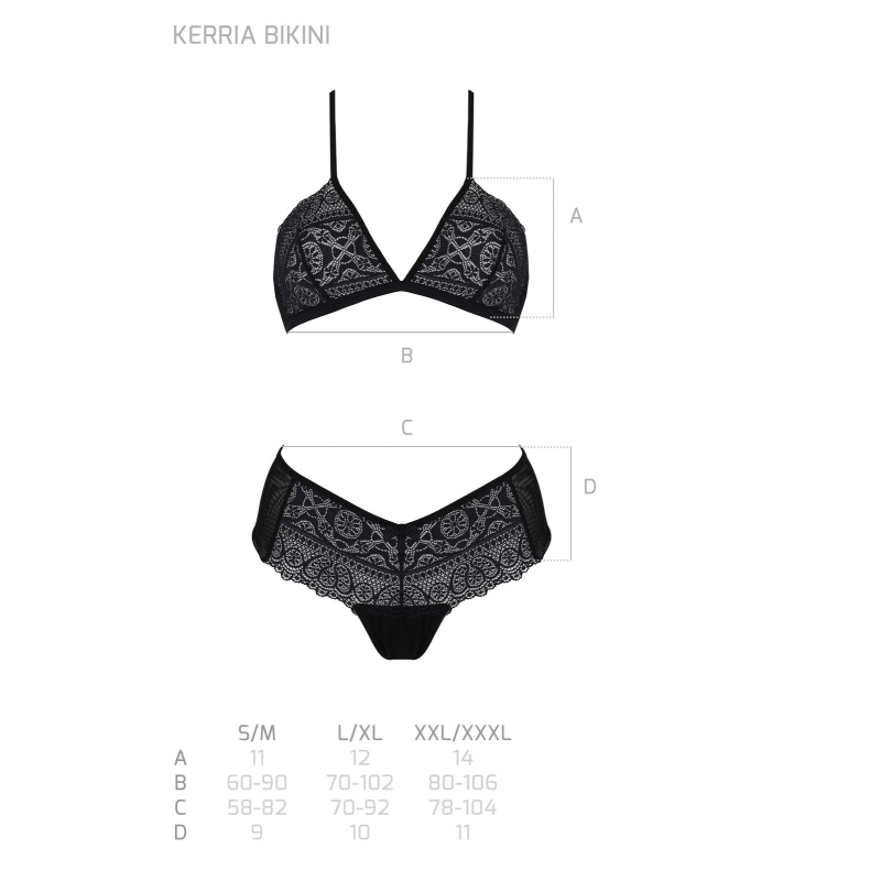 Комплект Passion KERRIA BIKINI Чорний, L/XL, бралет і трусики–бікіні