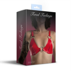 Ліф з натуральної шкіри Feral Feelings – Bikini Top Червоний
