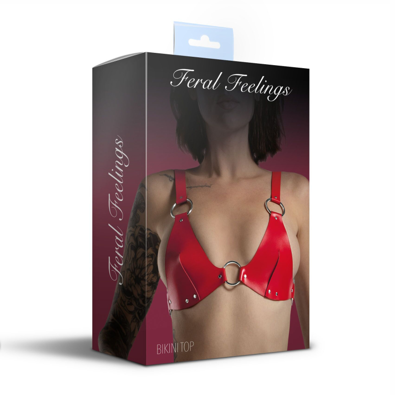 Ліф з натуральної шкіри Feral Feelings – Bikini Top Червоний