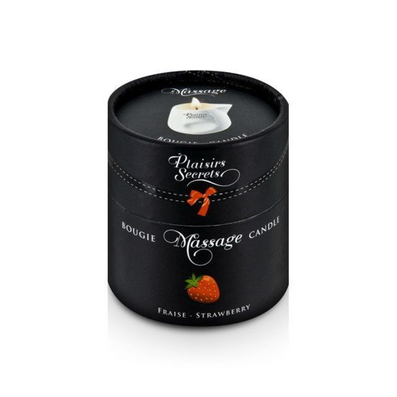 Массажная свеча Plaisirs Secrets Strawberry (80 мл) подарочная упаковка, керамическая посуда