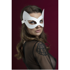 Маска кішечки Feral Feelings – Kitten Mask, натуральна шкіра, біла