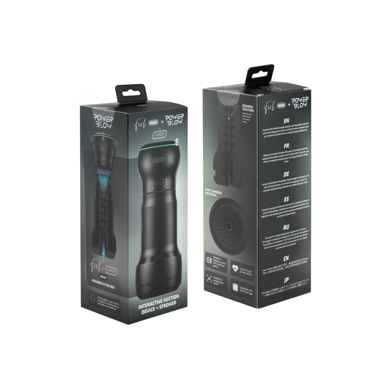 Смарт мастурбатор Kiiroo Feel Pocket зі всмоктувальною інтерактивною насадкою PowerBlow Combo Set