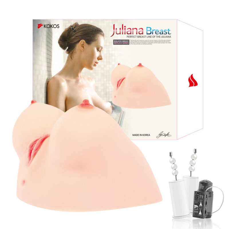 Мастурбатор полуторс 2в1 – грудь и вагина с вибрацией и массажем – Kokos Juilana Breast 2WayPlus