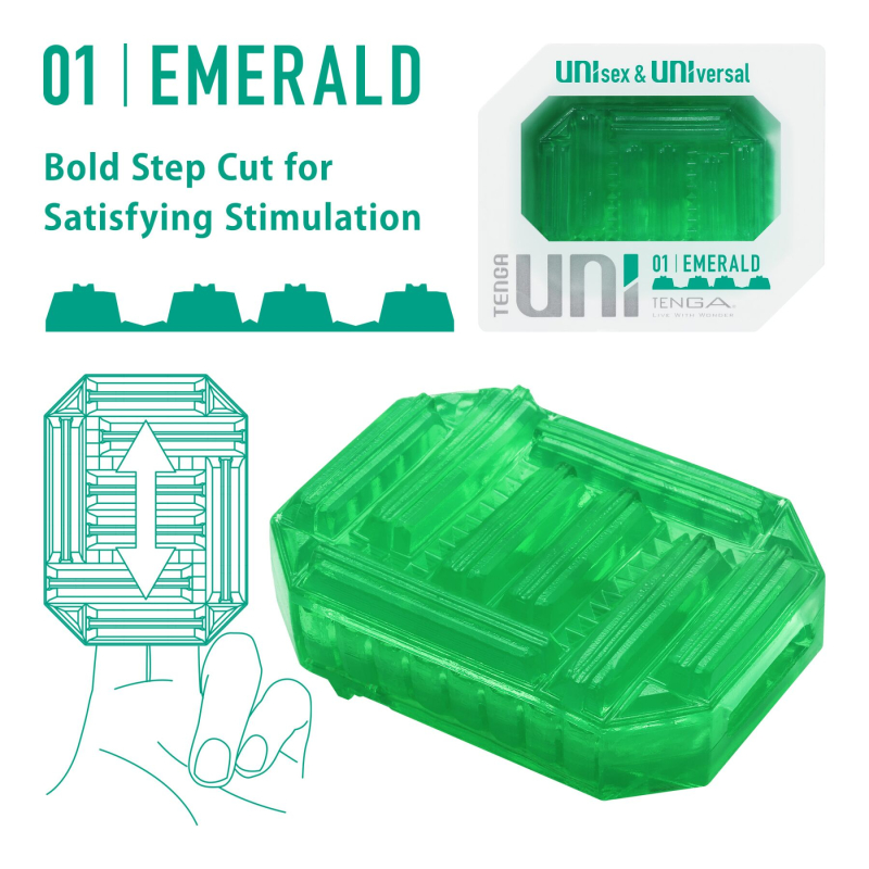 Одноразовий мастурбатор – Tenga UNI Emerald + лубрикант у комплекті