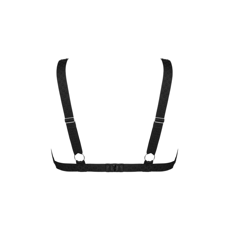 Мереживний бюстгальтер із трикутною чашкою Obsessive Estiqua bra M/L, чорний, широкі лямки