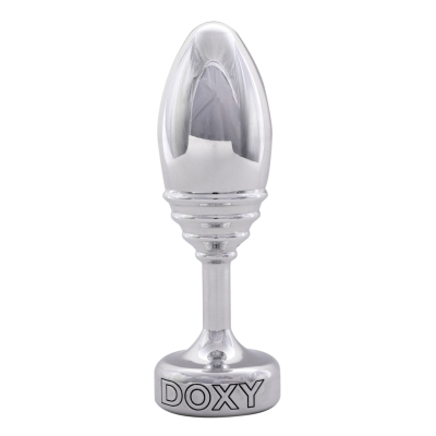 Металлическая анальная пробка DOXY Butt Plug RIBBED, рифленая, диаметр 3.3 см