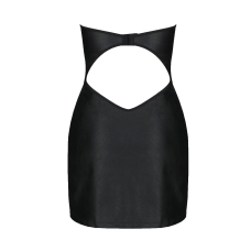 Мінісукня з екошкіри Passion CELINE CHEMISE 4XL/5XL, чорний колір, шнурівка, трусики в комплекті