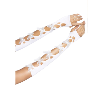 Мітенки Leg Avenue Butterfly applique arm warmers Білий, метелики