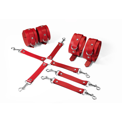 Набор для БДСМ 3 в 1 Feral Feelings BDSM Kit 3 Red, red, наручники, наручники, перекресток
