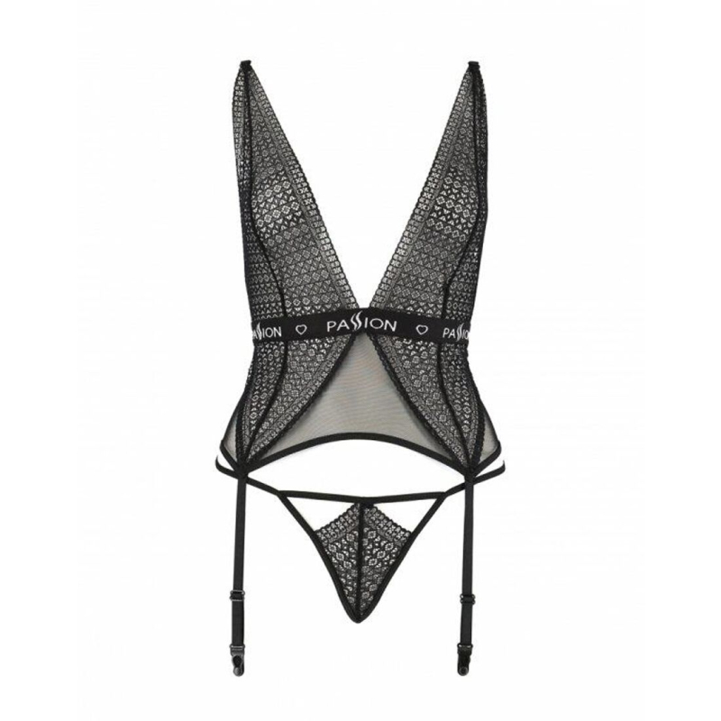 Напівпрозорий корсет Passion Exclusive MIRAJANE CORSET S/M, чорний колір