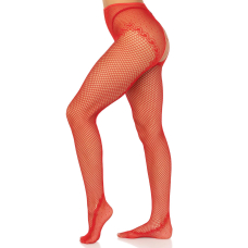 Панчохи Leg Avenue Crotchless Net Tights with Heart Backseam Червоний One Size