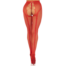 Панчохи Leg Avenue Crotchless Net Tights with Heart Backseam Червоний One Size